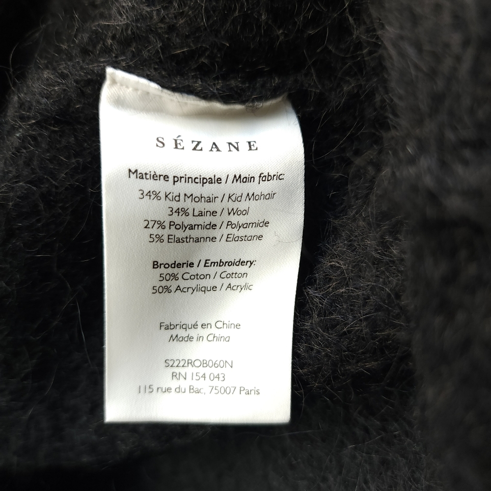 SEZANE Uriel Embroidered Long Sleeve Dress in Black - Picture 7 of 11